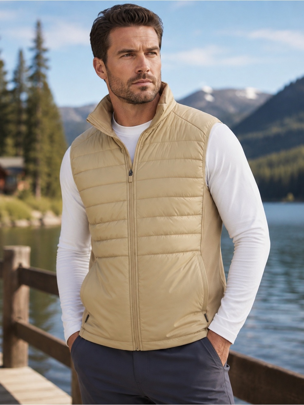 Baleaf Tan Lightweight Puffer Vest Size M